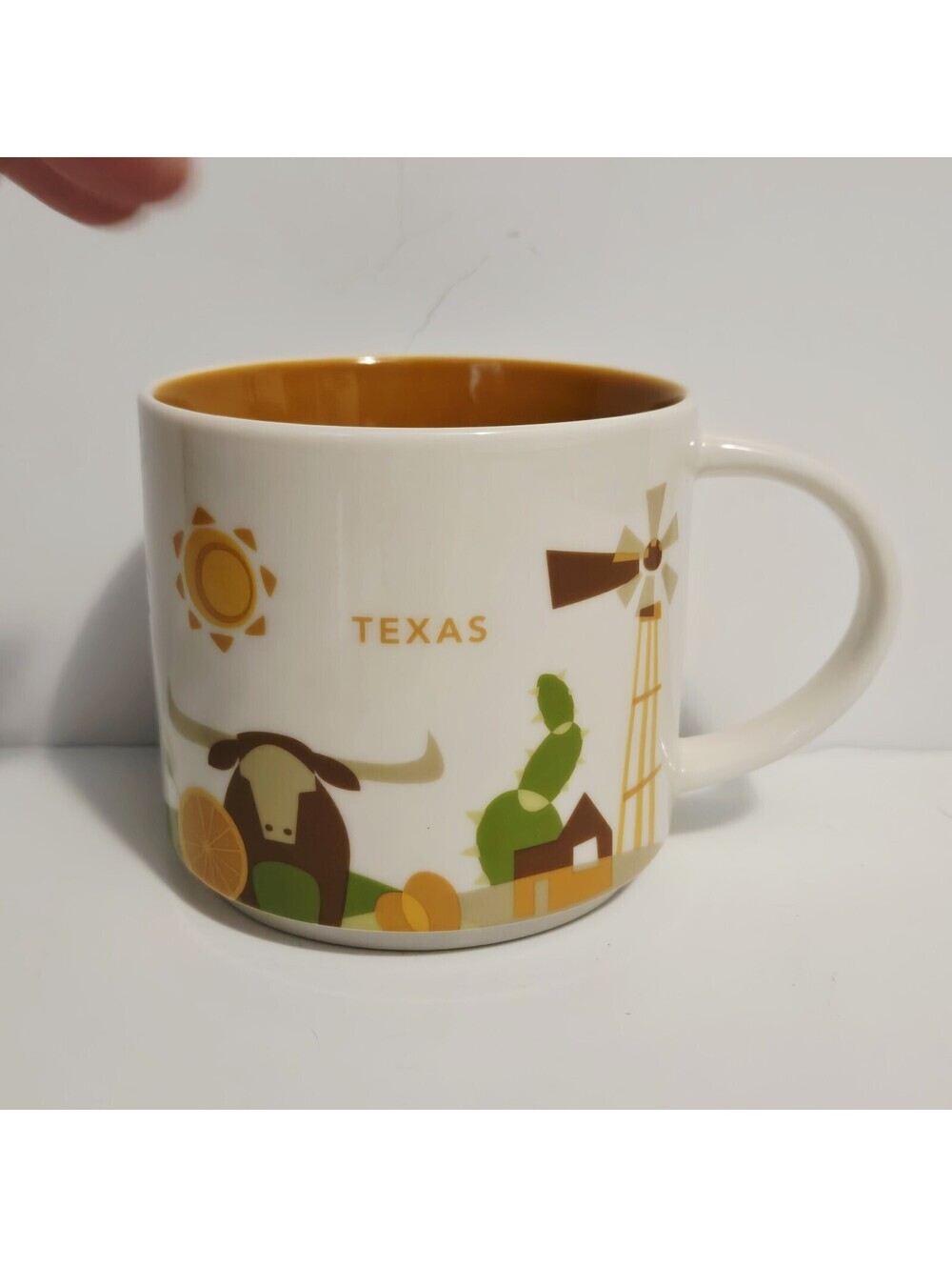 Starbucks You Are Here Collection Texas Mug Cup Longhorns Cactus Used